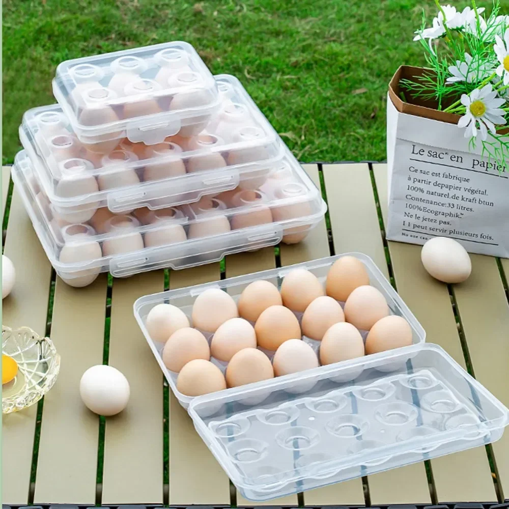 Egg Holder with Lid – Plastic Refrigerator Egg Storage Box, Portable Tray for Fridge, Camping & Outdoor 4