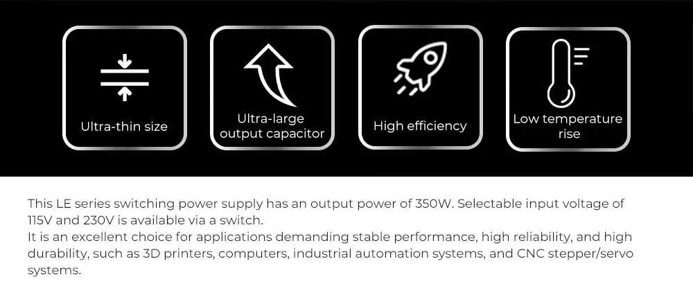 STEPPERONLINE Switching Power Supply 36V 48V 60V 350W 115/230V 9.7/7.3/5.8A S Single Output Power Supply Motor CNC Router Kits