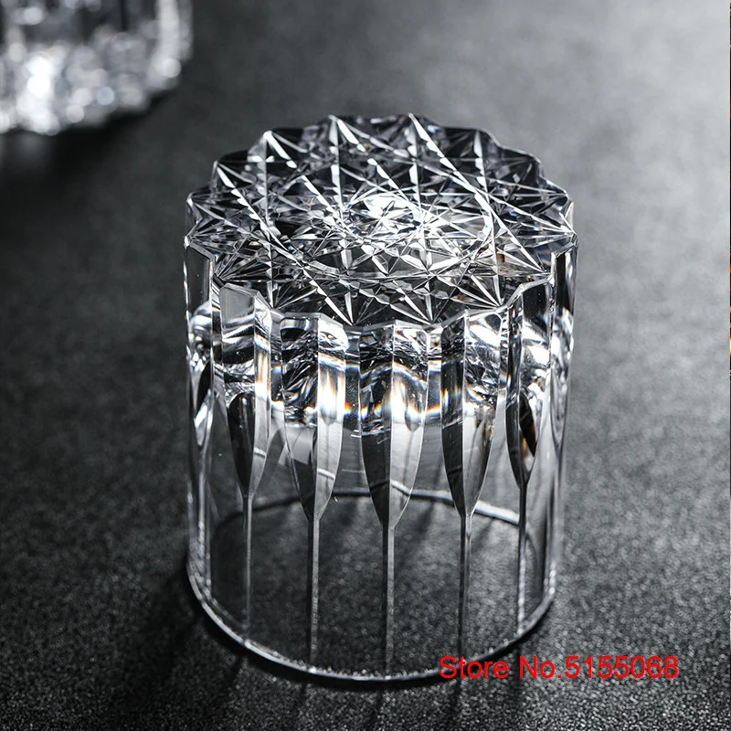 Modern Upscale Asterism Old Fashioned Whiskey Tumbler Hand Carve Kaleidoscope Crystal Whisky Collins Highball Glass XO Wine Cup Glass Cup