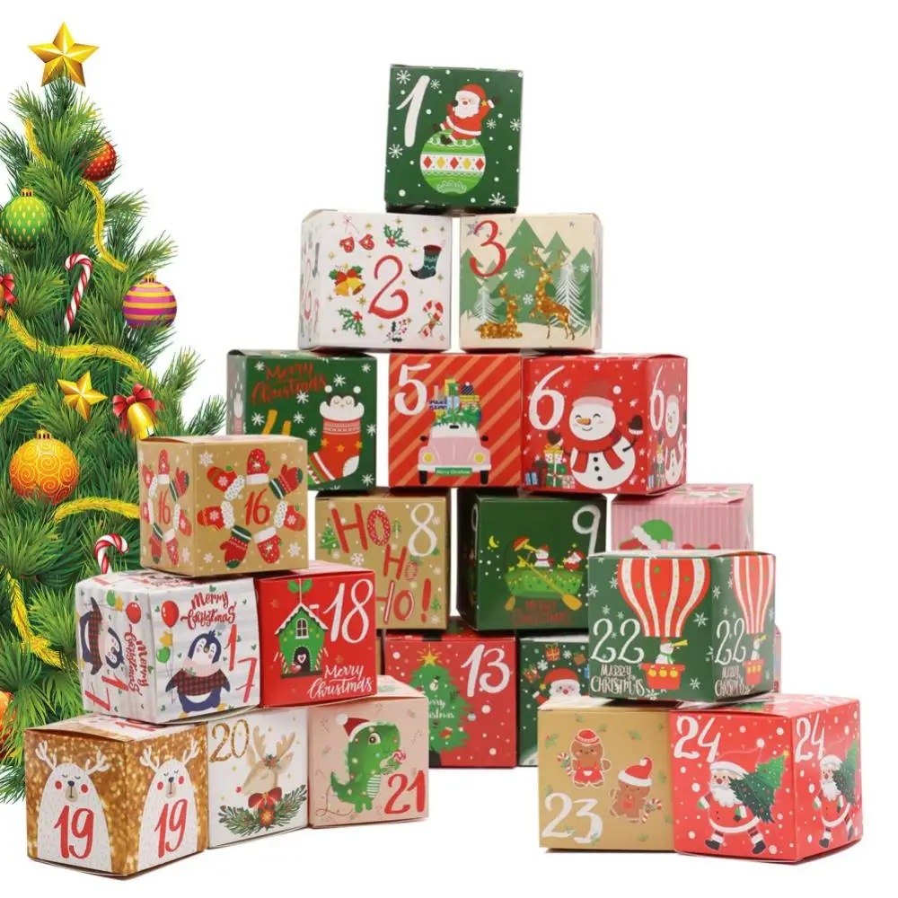 24pcs Christmas Advent Calendar Candy Packaging Box Cookies Storage Box  Countdown Digital Kids Gift 2023 New Year Party Decor - Advent Calendars -  AliExpress