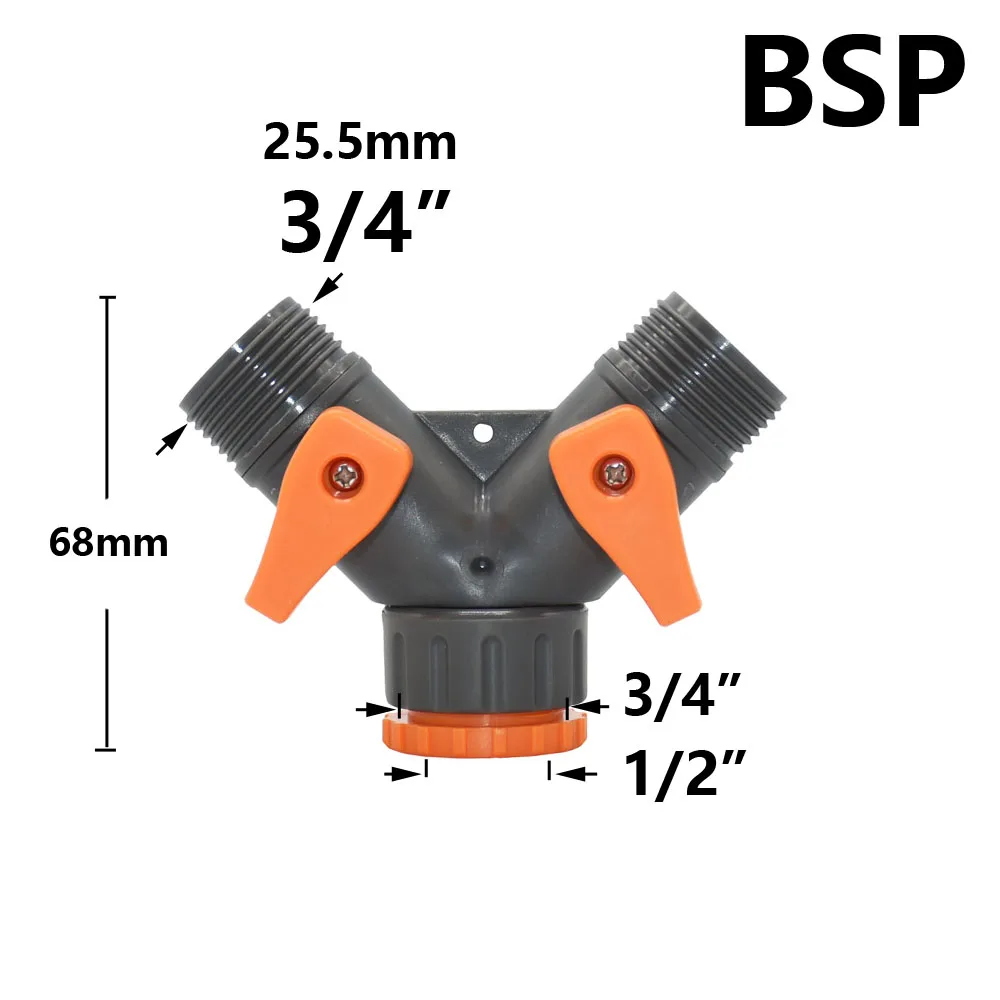1/2" 3/4" 2/4-Way Garden Hose Splitter Y-Type Watering Connector Garden Tap For Outdoor Tap and Faucet