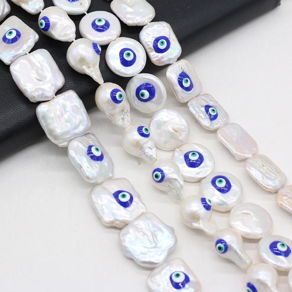 Natural Pearl Beaded Baroque Square Rectangular Single-sided Eye-shaped Beads for DIY Jewelry Making Necklace Bracelet 36cm