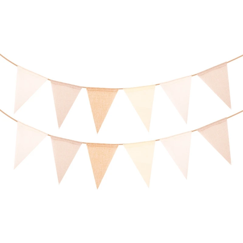 First Birthday Baby Shower Burlap Garland Wedding Coffee Cream Pennant Decoration Linen Khali Banner Kids