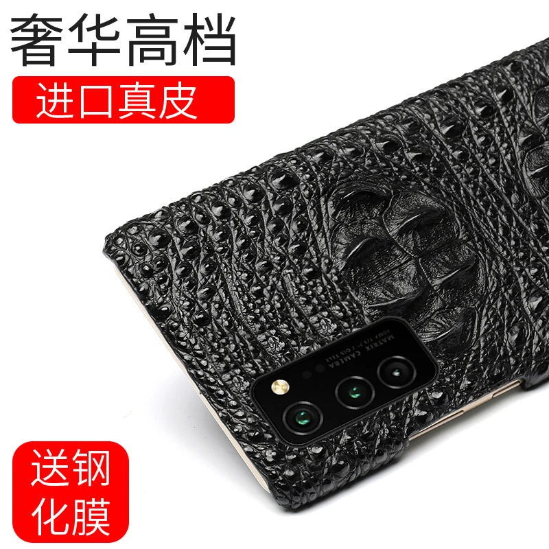 New 3d Crocodile Pattern Genuine Leather Standing Case For Huawei Honor V30 Pro Cases For Huawei Honor V40 Phone Cover Coque