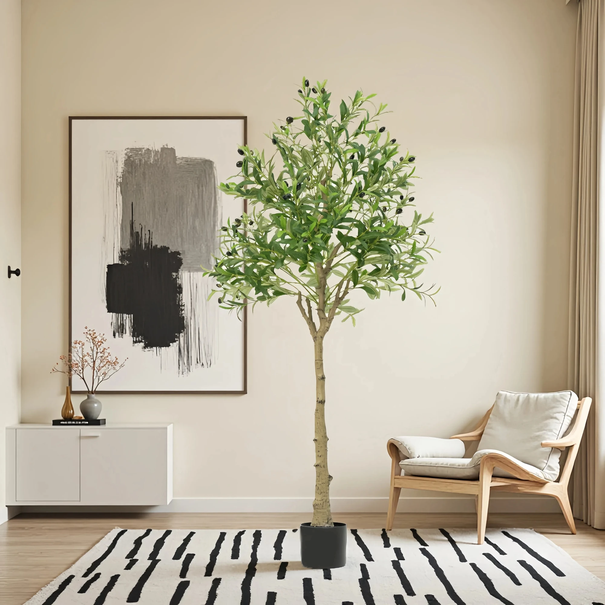 Artificial Plants Artificial Decorative Plants Olive Tree Room Decoration 6 FT Olive Tree With Fruit For Home Garden Decor - 2