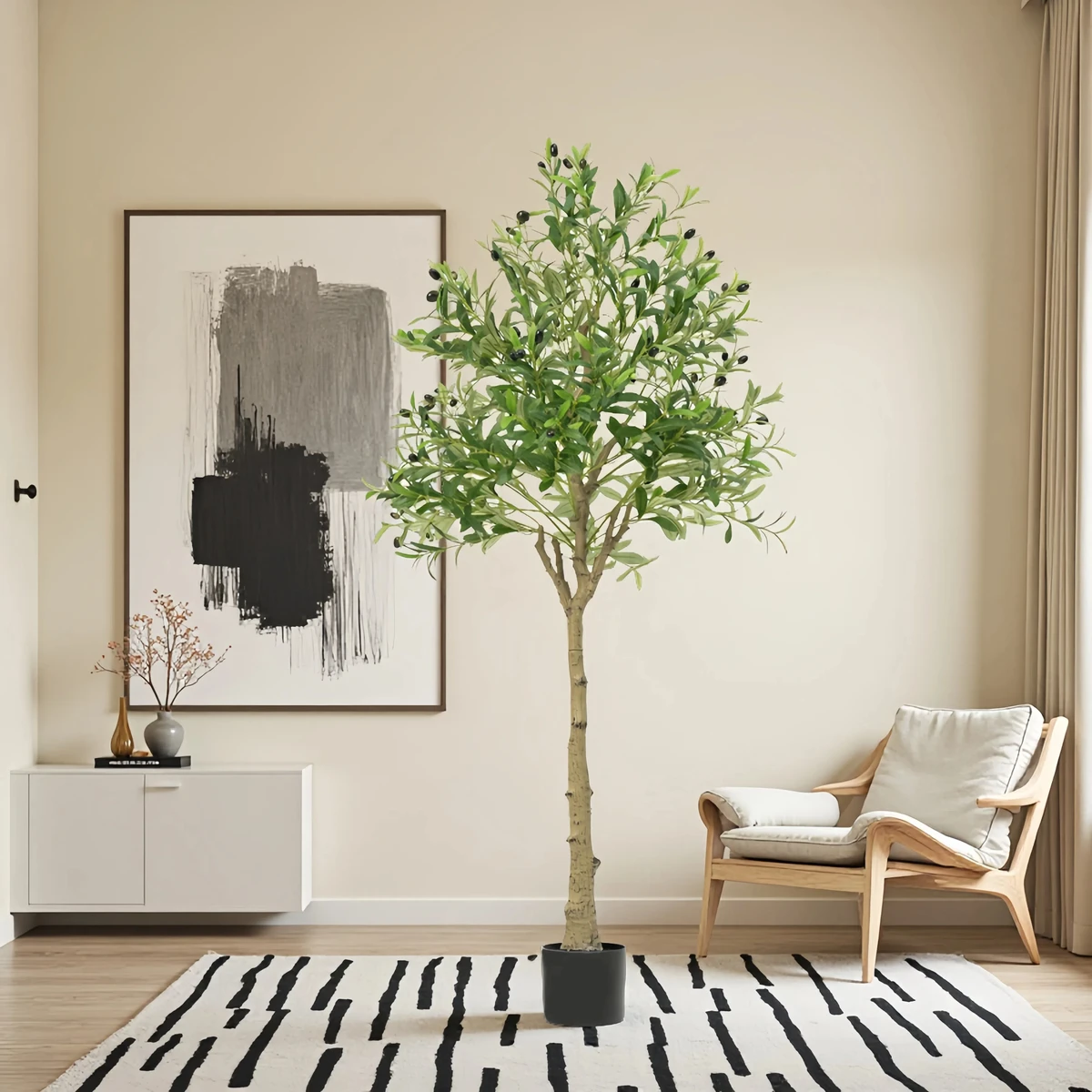 Artificial Plants Artificial Decorative Plants Olive Tree Room Decoration 6 FT Olive Tree With Fruit For Home Garden Decor — view 2