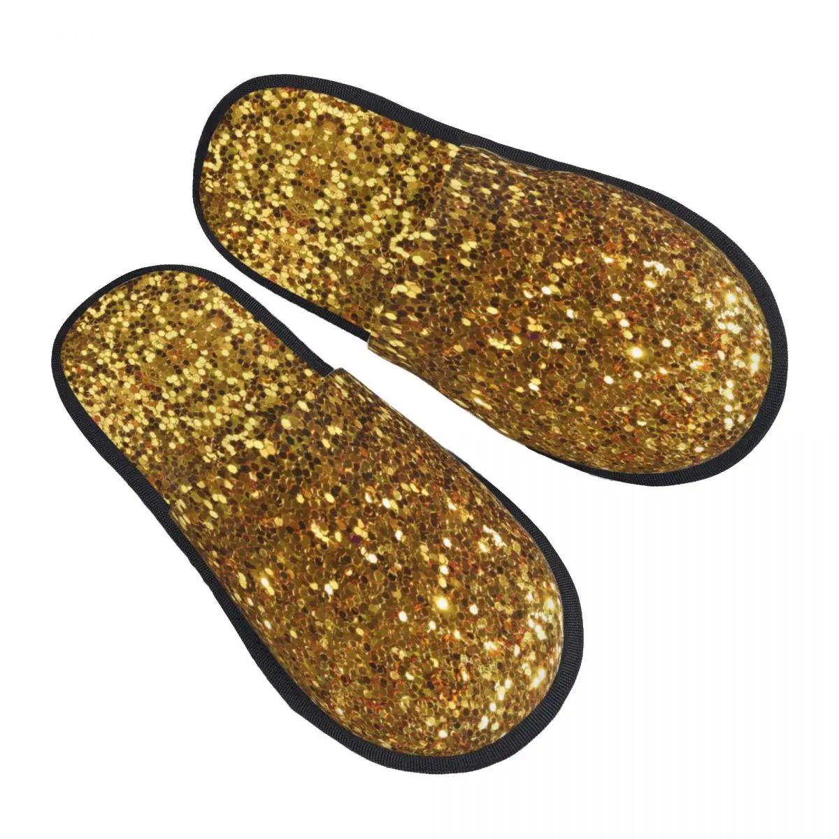 

Мужские и женские плюшевые домашние тапочки, теплая мягкая обувь с золотыми блестками, домашняя обувь, Осень-зима 2023