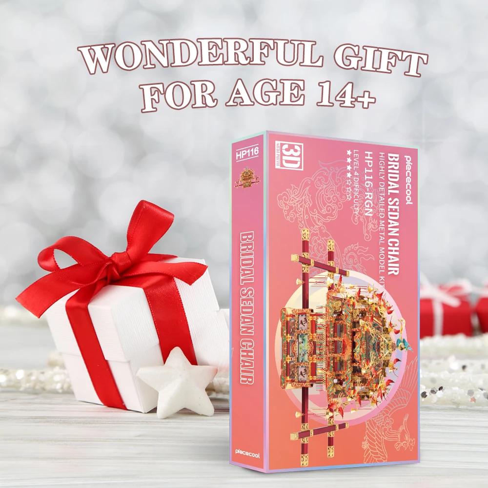 Piececool 3D 금속 퍼즐-신부 세단 의자 웨딩 시리즈 모델 구축 키트 퍼즐 장난감, 성인을위한 생일 선물