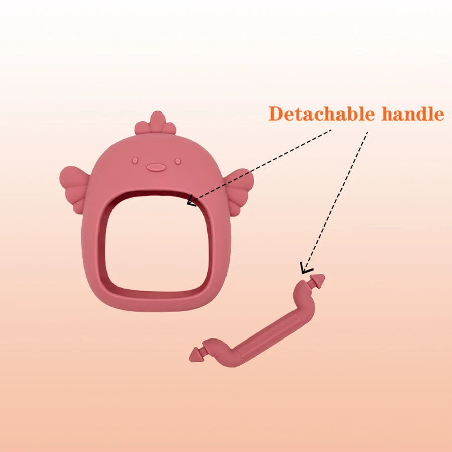 Not fall off silicone baby teething toys, baby hand held teether pacifier breastfeeding baby, newborn teething toys