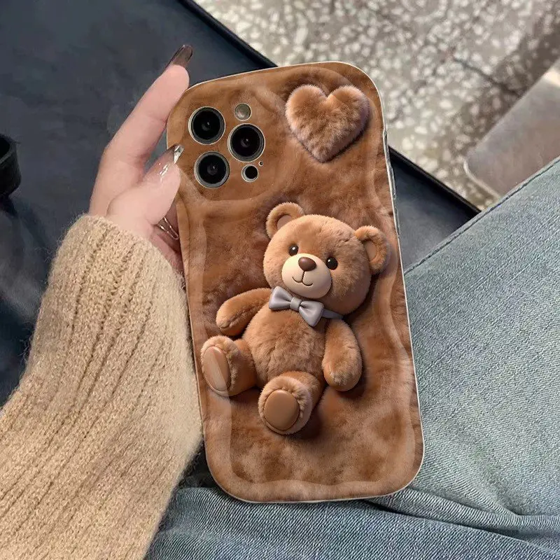 Cute Bear & Pink Heart Phone Case – Stylish and Protective Cover