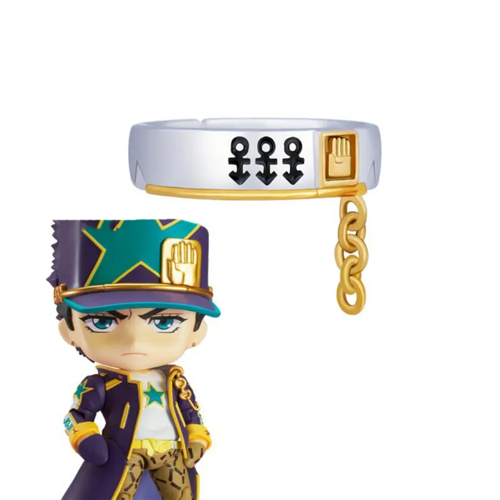 

Anime Jolyne Cujoh Ring JoJos Bizarre Adventure Kujo Jotaro Couple Cosplay Adjustable Open Rings Unisex Carnival Party Dress Up