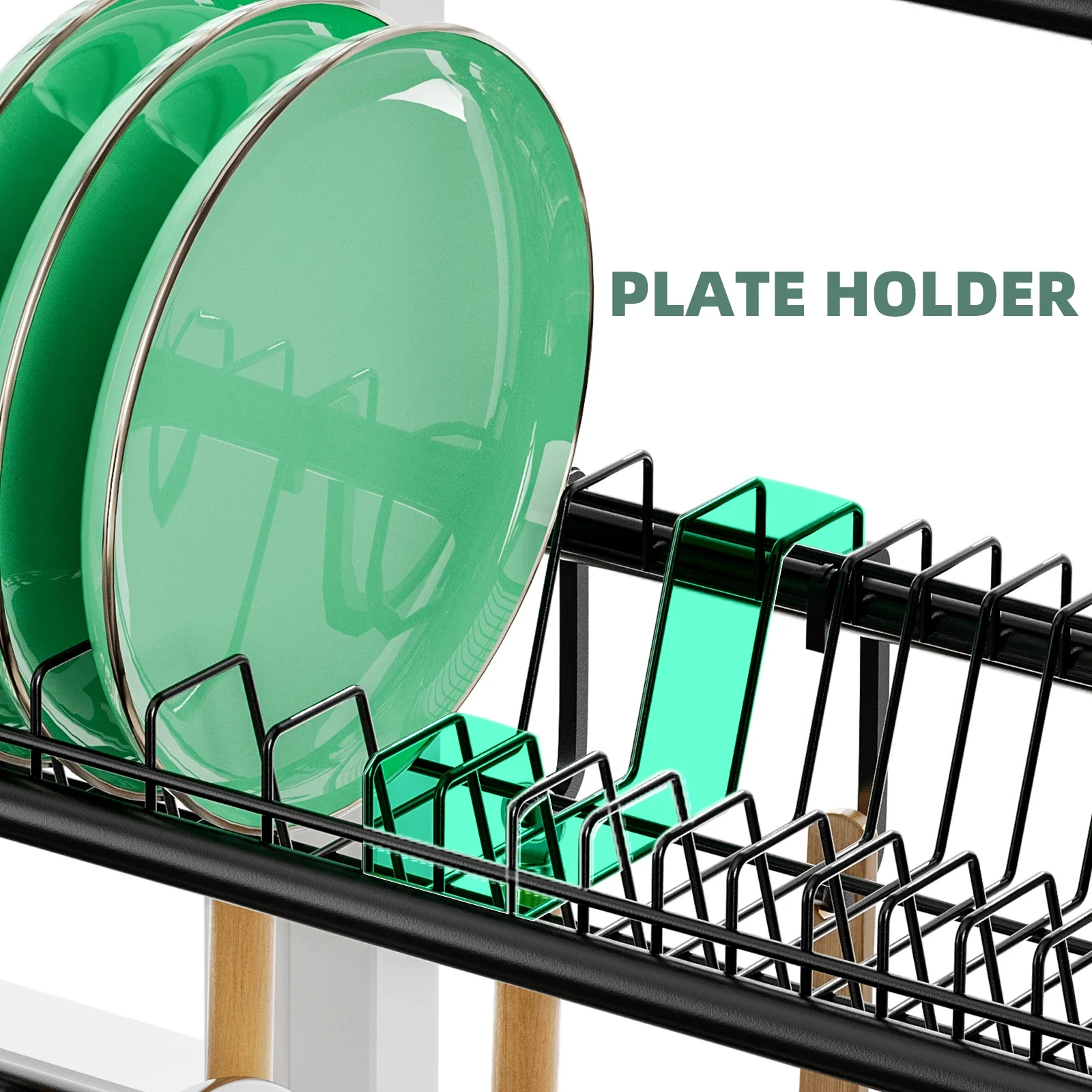 2tier Large over the Sink Drying Rack Kitchen Utensils cutting board Sponge detergent storage shelf Anti rust Black White 4
