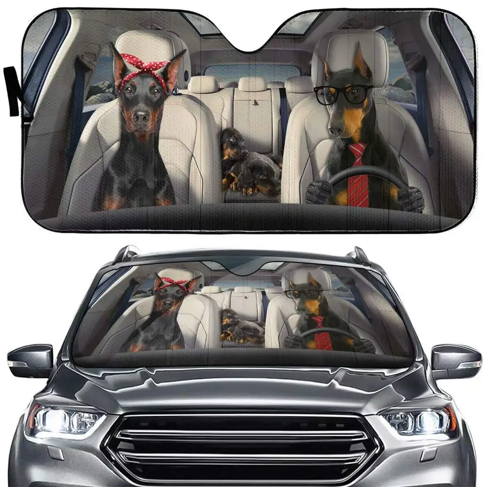 

Car Sunshield Doberman Pinscher Foldable Sun Shades Pet Family Driver Auto Car Front Window Sunshade Dog Car Sun Blocker Visor P