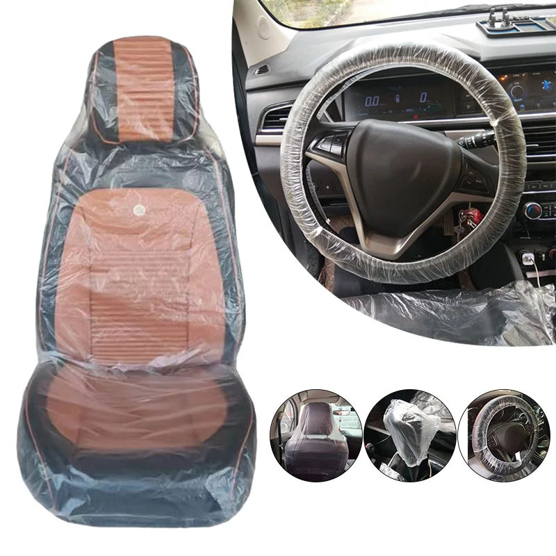 

50Pcs Disposable Car Seat Protector Steering Wheel Cover Anti-oil Pollution Dust Cover for Car Repair Waterproof Cleaning Beauty