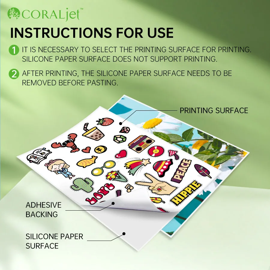 Printer Sticker Paper Coraljet 20 50 sheets 8.3"x11.7"(A4) 4x5(A6) Waterproof Self-Adhesive for Inkjet