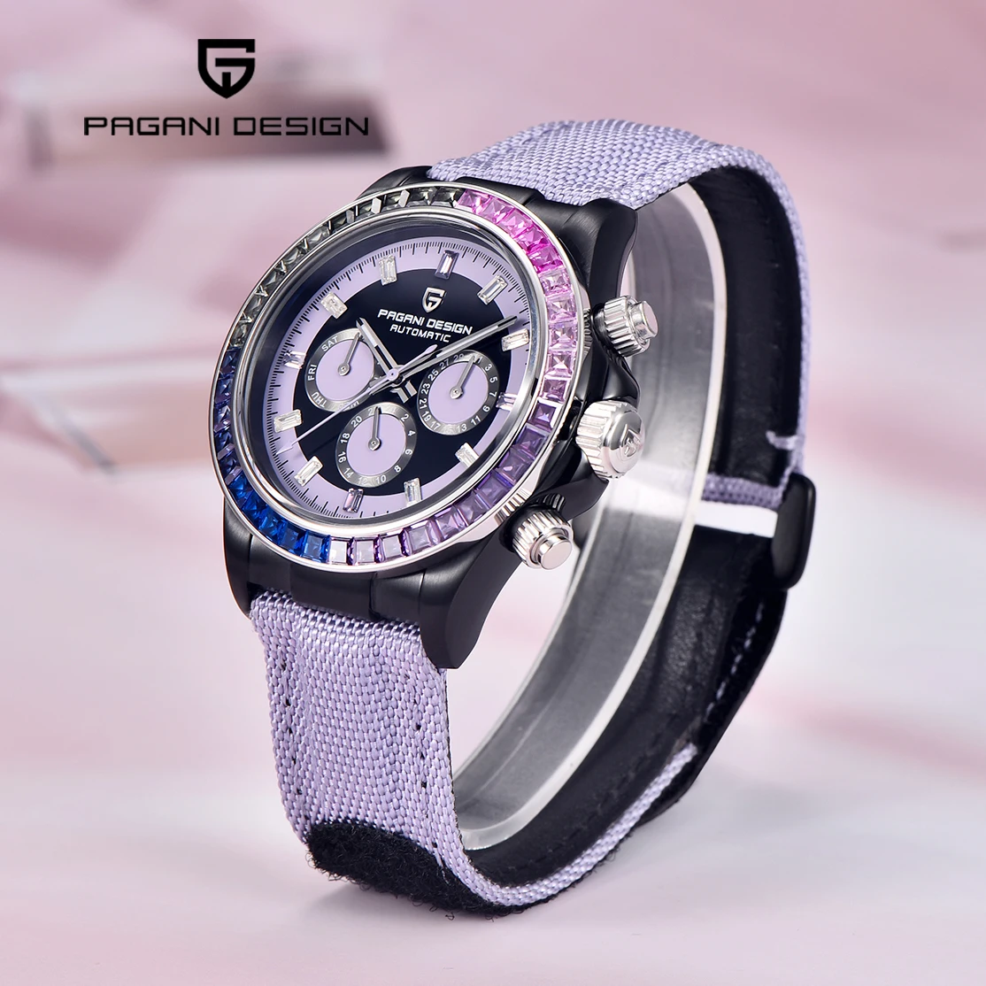 PAGANI DESIGN Top Luxury Rainbow Lap Mens Mechanical Watches Automatic Chronograph Watch For Men Sapphire Glass 100M Waterproof