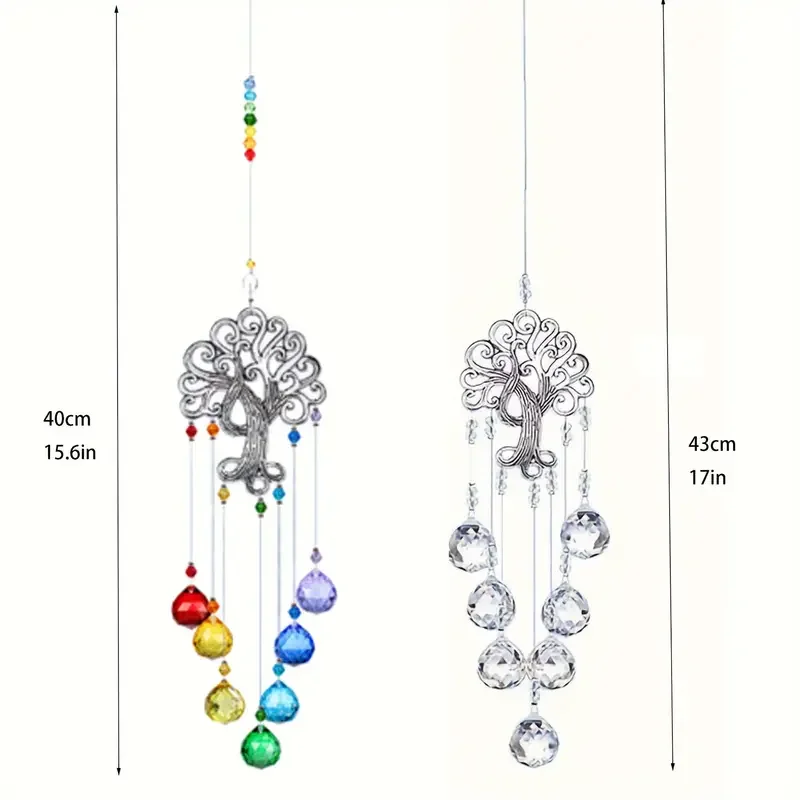 1 pc crystal glass rainbow wind chimes seven-color spherical prismatic pendant Tree of Life window decoration pendant