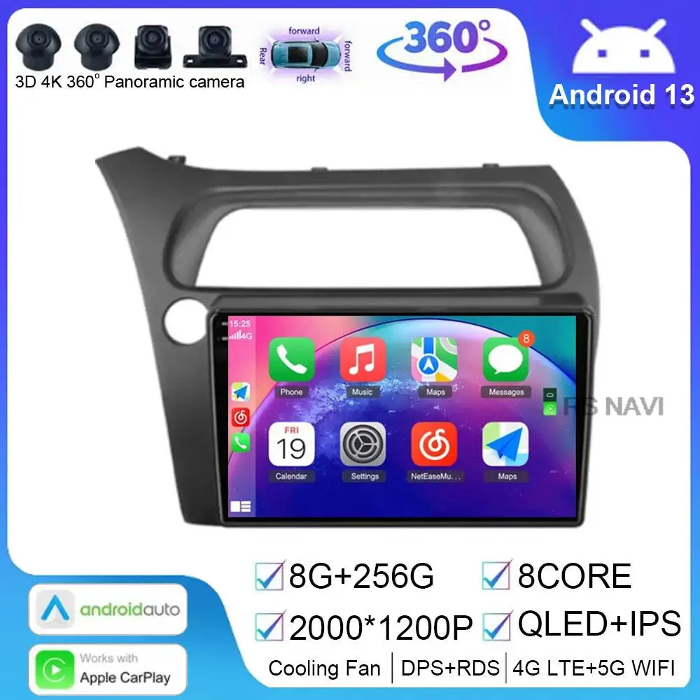 

Android 13 For Honda Civic Hatchback 2006 - 2011 Car Radio Stereo Multimedia DSP BT Video Player Navigation GPS LHD QLED Screen