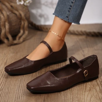 Elegant Woman Lolita Sneakers Square Toe Barefoot Loafers Comfortable Boat Lady Elegant Soft Sole Flats Party Mary Jane Shoes