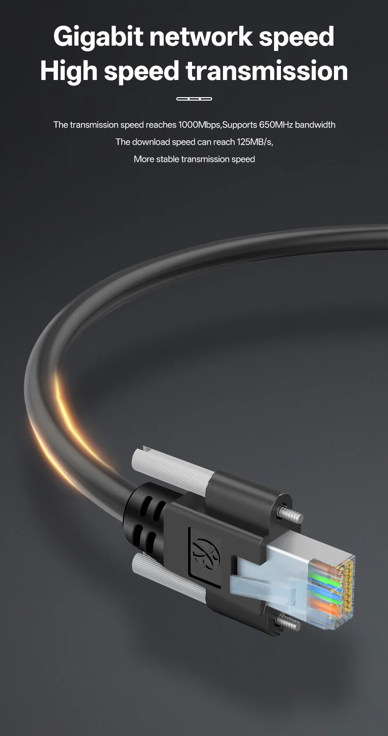BYXGD Schleppkette Industriekamerakabel RJ45 Schraubverschluss 144-Strang Geflochtene Abschirmung Reines Kupfer Vergoldet Cat6a Hochgeschwindigkeit – Detail 9