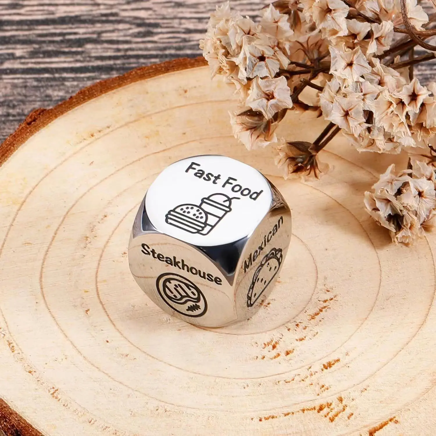 

Food Decision Dice Decider Anniversary Steel for Husband Wife Boyfriend Girlfriend Women Men Christmas Birthday Colleague Gifts
