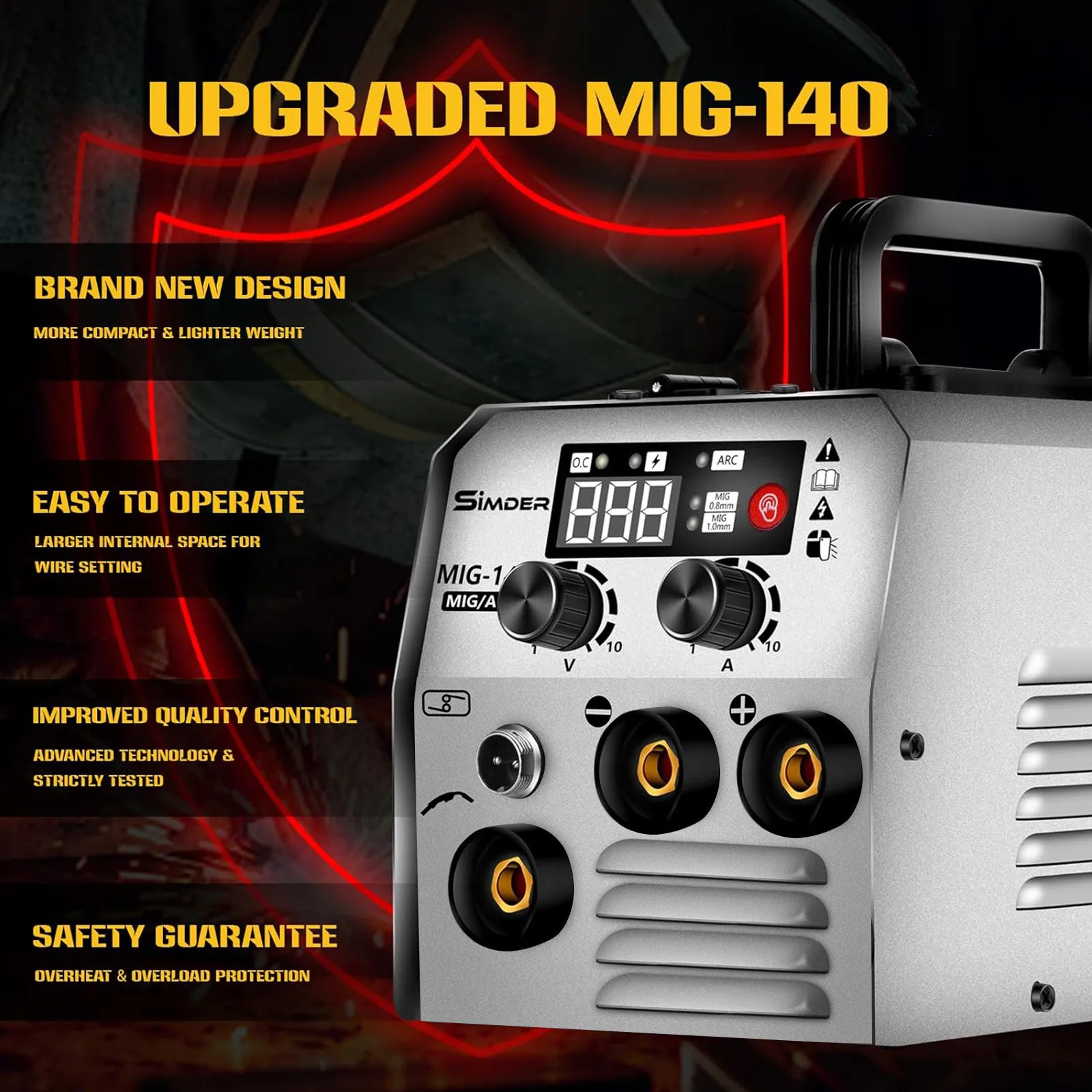 SSIMDER MIG Welder 140A 2 in 1 Stick/Flux Core Welder 110V/220v Dual Voltage Welding Machine with Flux Cored Wire MIG/ARC