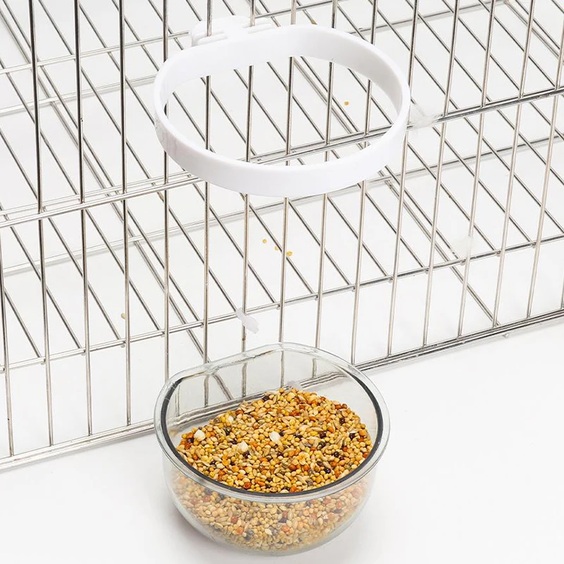 Bird Feeding Bowl Detachable Transparent Plastics Bowl Food Cup For Cage Convenient Hanging Parrots Water Feeder Pet Supplies 5