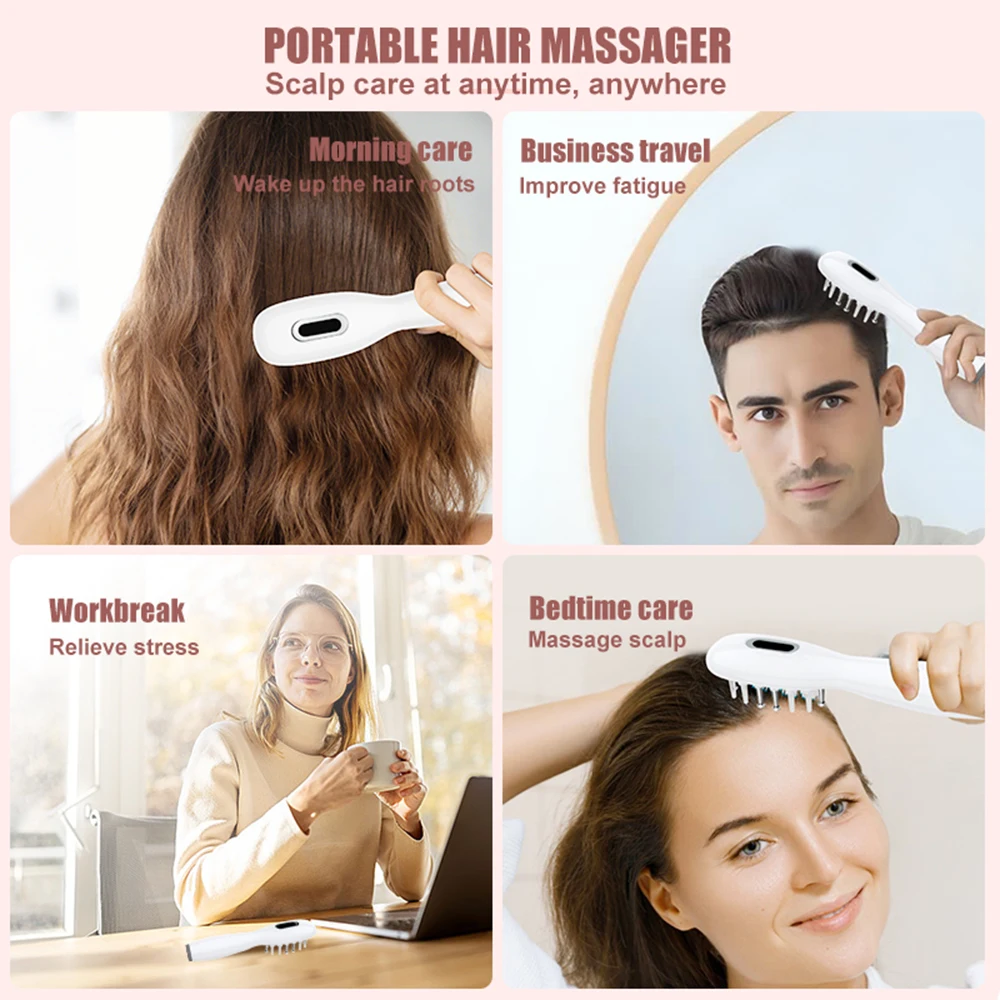 EMS Head Massage Brush Vibration Main brush Red Blue Purple LED Scalp Care Oil Applicator Hair Comb Health Care