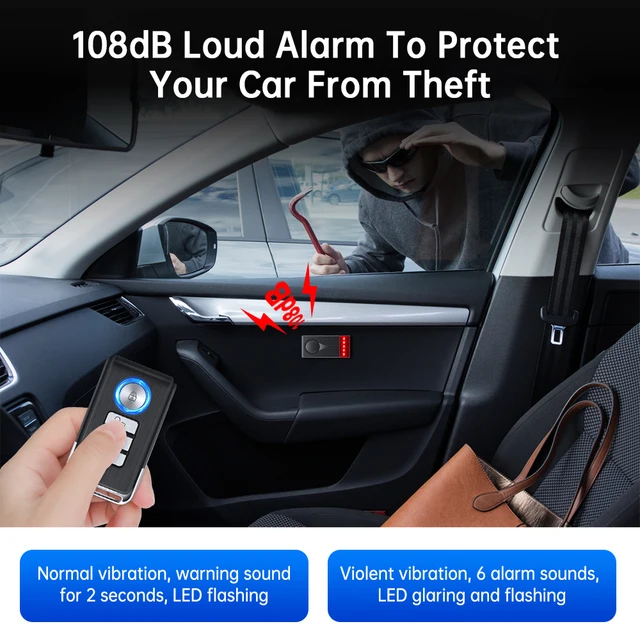 Wsdcam Car Alarm Remote Control Auto Vibration Alarm Anti Theft Security System Door Window Alarm Light and Sound Burglar Alarm 5