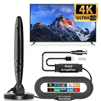 HD Digital TV Antenna Support 4K 1080p All TV on VHF UHF Local Channels with Signal Booster Amplifier+Strong Magnetic Base