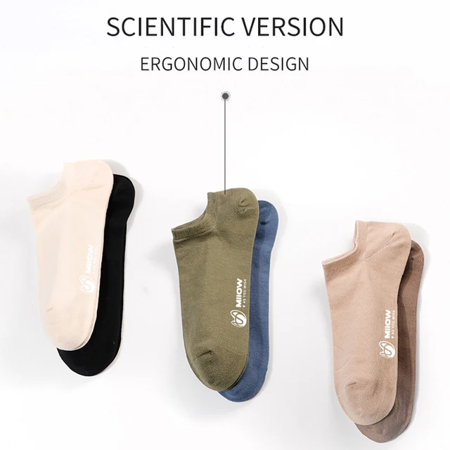 MiiOW 5 Pairs/Lot Pure Cotton Men Socks Breathable Low Cut Casual Ankle Socks Summer Cotton Print Socks Sweat Ankle Socks Set 6