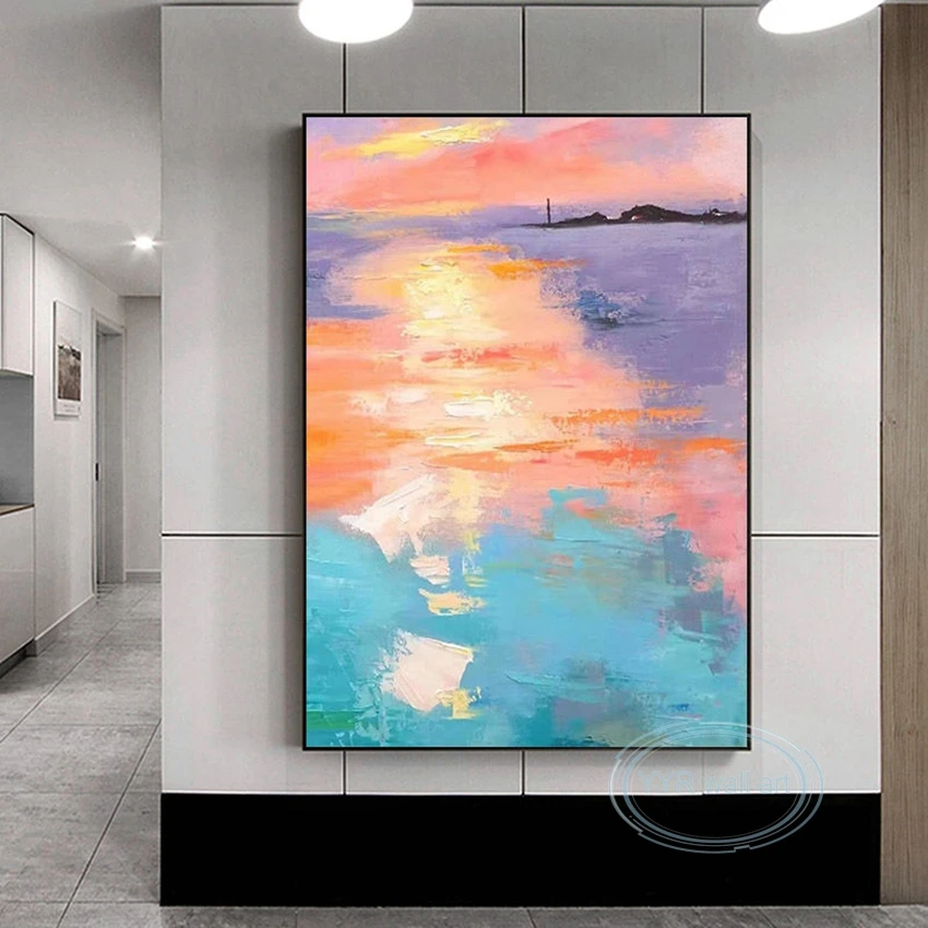 

Современный абстрактный пейзаж Ручная работа картина маслом на стену искусство холст плакат Гостиная Спальня крыльцо отель дома Фреска без рамки картина