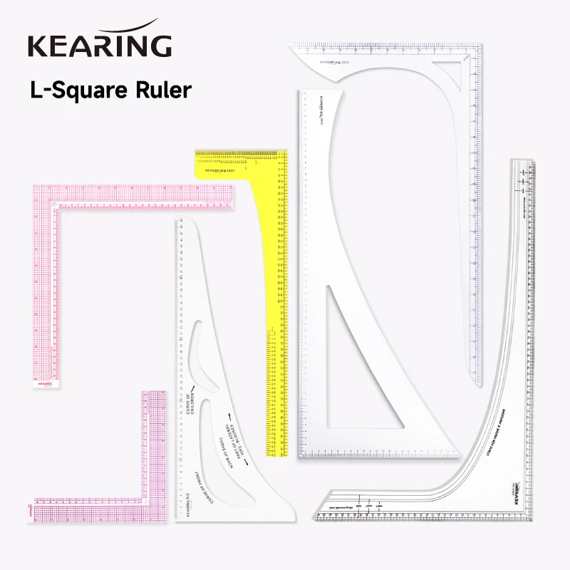 Kearing  Straight Rulers 90° Scale Rulers Measure Template Drawing Patchwork Fabric Cutting Sewing Quilting Tailor Accessories