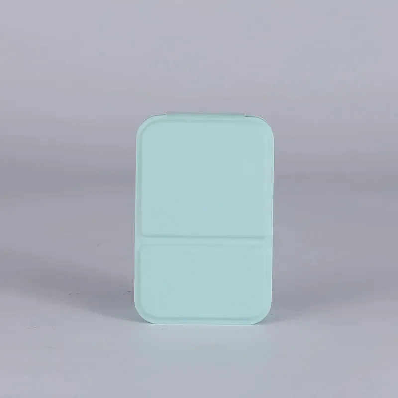 단색 PU 가죽 휴대용 접이식 화장 거울 학생용 귀여운 포켓 데스크탑 화장대 거울