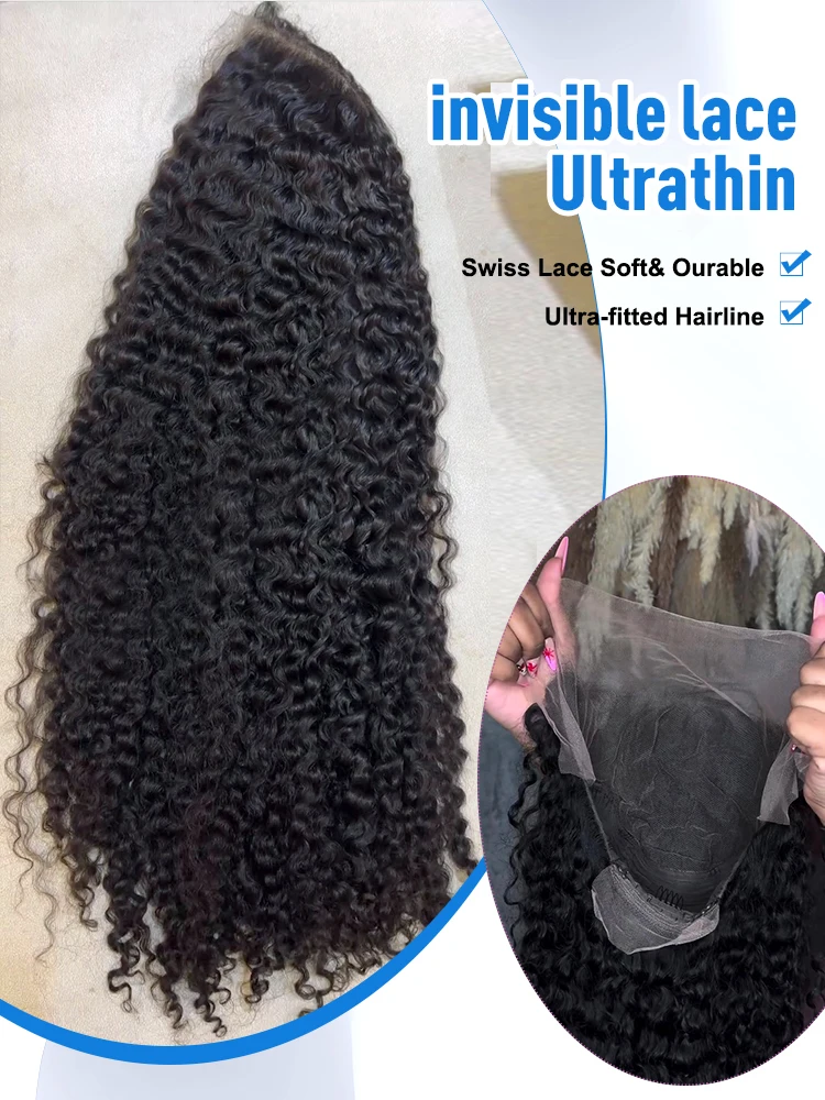 220 Density Curly 13x6 HD Lace Front Human Hair Wig 30 40 Inch Water Deep Wave For Women