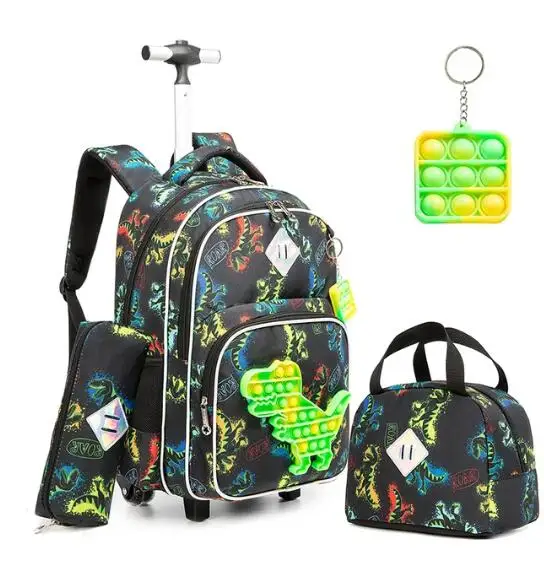 School Rolling Backpack Set for Boys School Wheeled Backpack Lunch Bag Wheels Roller Backpack On Wheels Travel Rolling Suitcase