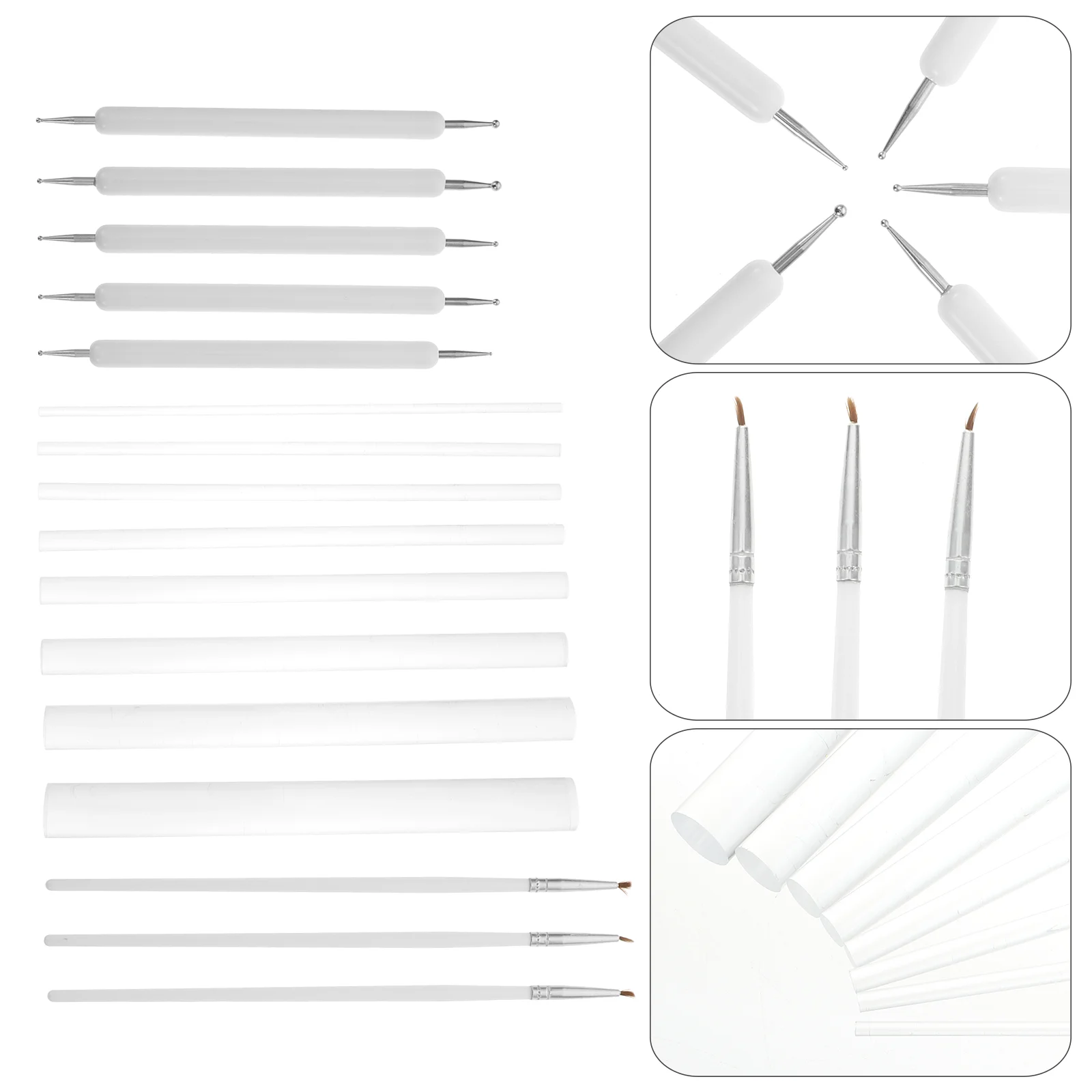 

Clay Tools Mandala Drill Pen Acrylic Rod Stone Painting Dotting Rods White Professional Ball Stylus Craft Point Pens