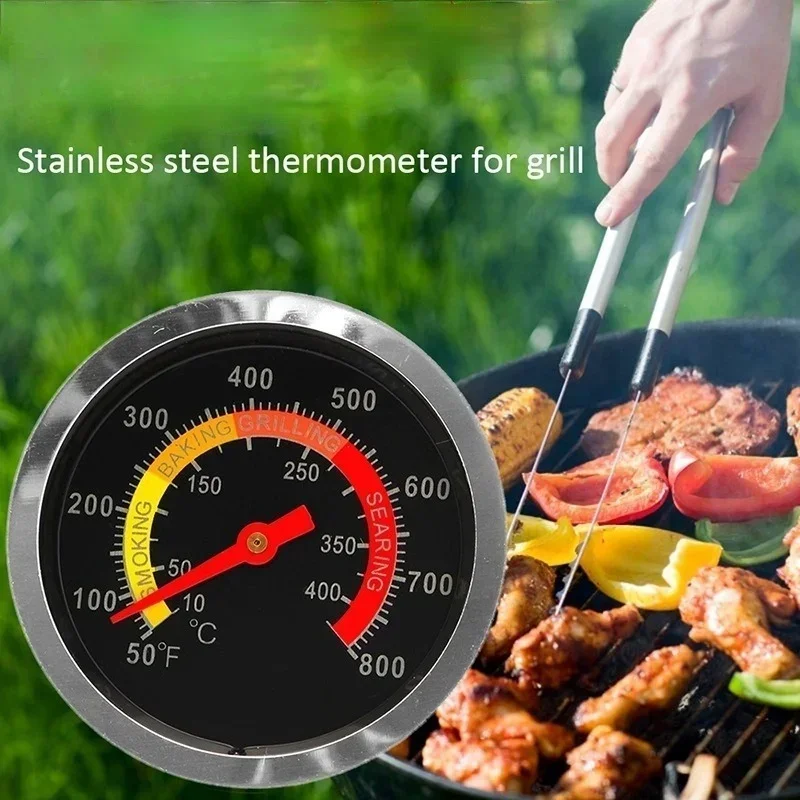 Kitchen Cooking Thermometer Stainless Steel BBQ Grill Thermometer for Oven BBQ Grill with Probe Heat Barbecue 52mm 10℃-400℃