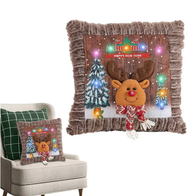 

Christmas Pillow Case Light Up Sofa Pillow Covers Light Up Winter Pillow Covers 16x16 Inch Home Decor Throw Cushion Cover For
