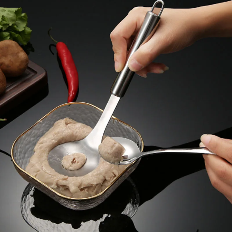 1pc Creative Stainless Steel Meatballs Spoon Non-Stick Meatball Maker Kitchen Meat Tools Manual Food Processorle Fish Balls Tool