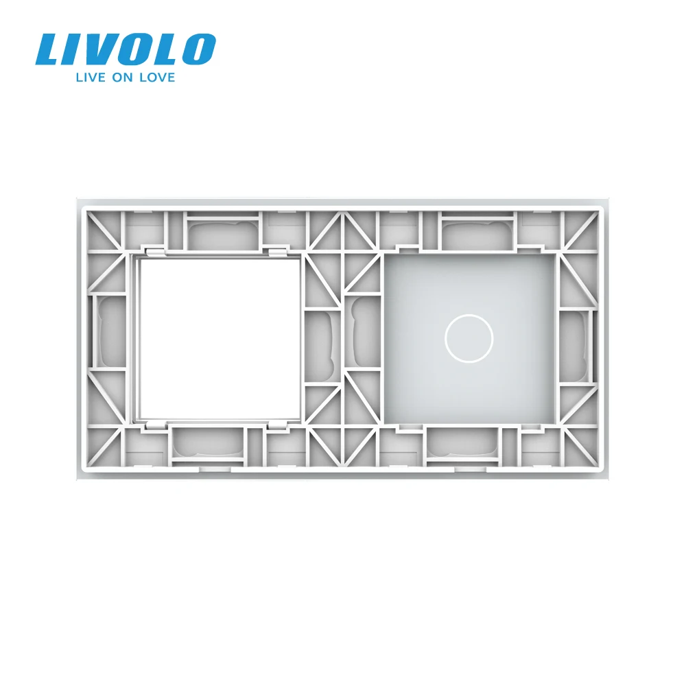 Livolo EU Standard Luxury White Pearl Crystal Glass 151mm*80mm 1Gang + 1 Frame Glass Panel Switch Tempered Glass Anti Glare smart wall switch wall touch switch socket light switch cover tempered glass frame switch glass panel
