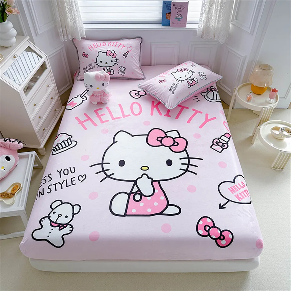Parure De Lit Hello Kitty 3 Pièces – Housse De Couette 200x200 Cm + 2 Taies, Microfibre Polyester, Impression 3D