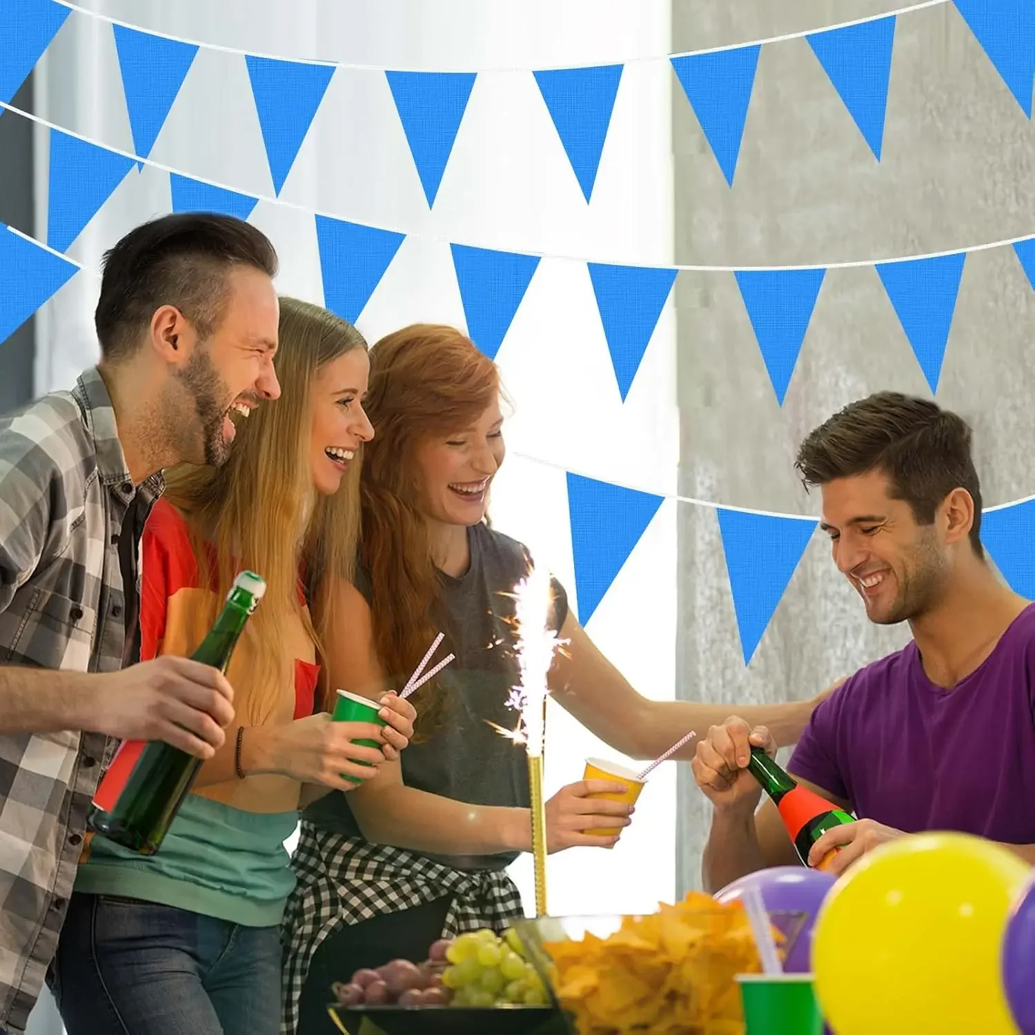 Pennant Banner Flag String Hanging Triangle Bunting Flag 33 ft 20 Pcs for Party Celebration Holiday Wedding Decoration