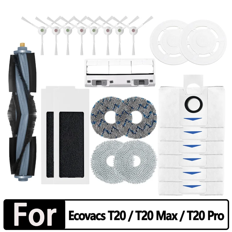 

For Ecovacs Deebot T20 / T20 Max / T20 Pro Accessories Main Side Brush Mop Cloth HEPA Filter Dust Bag Replacement Spare Parts