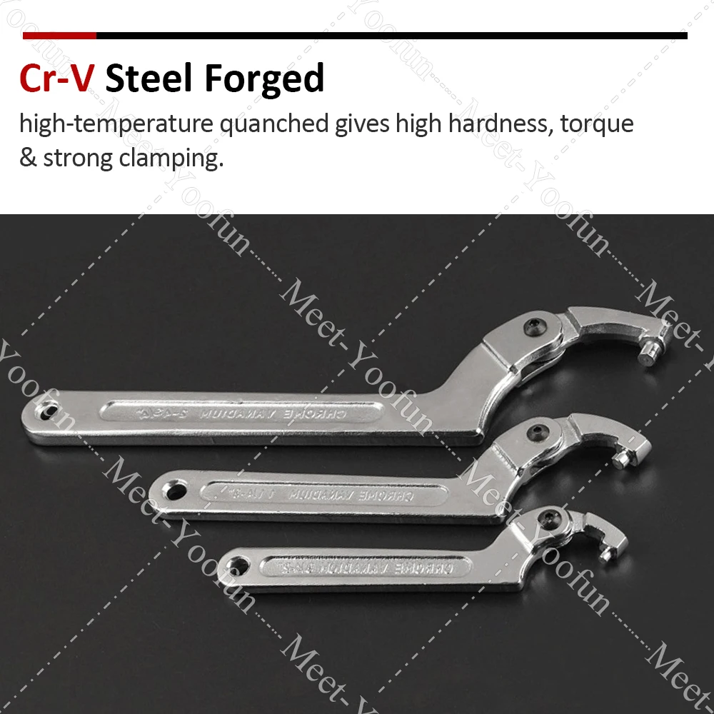 1 PCS Adjustable Type C Hook Spanner Wrench Nuts Bolts Hand Tools 19-51 /32-76/51-120/115-170 with Scale