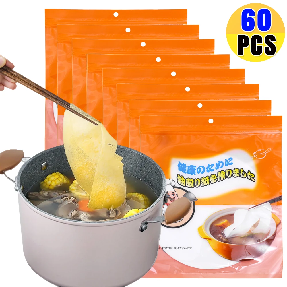Description Picture 3 of item60/12Pcs Kitchen Disposable Oil Absorbing Paper Food Soup Remove Oil Filter Film Paper Baking Oil Absorption Film Kitchen Gadget
