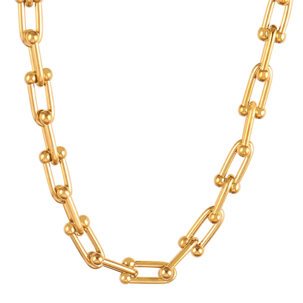 Collar De Acero Inoxidable 316L Para Mujer Cadena Gruesa En U 