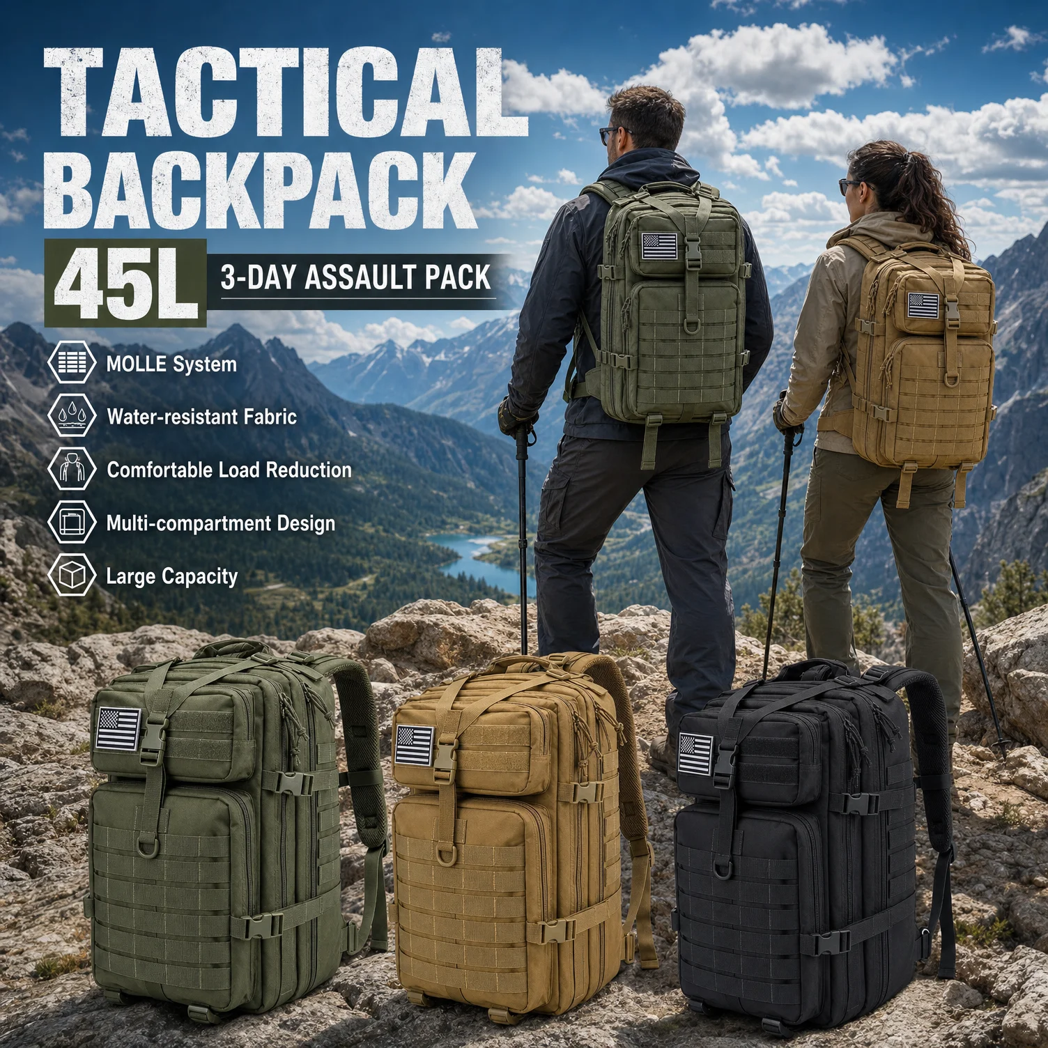 45L Tactical Hiking Backpack 7