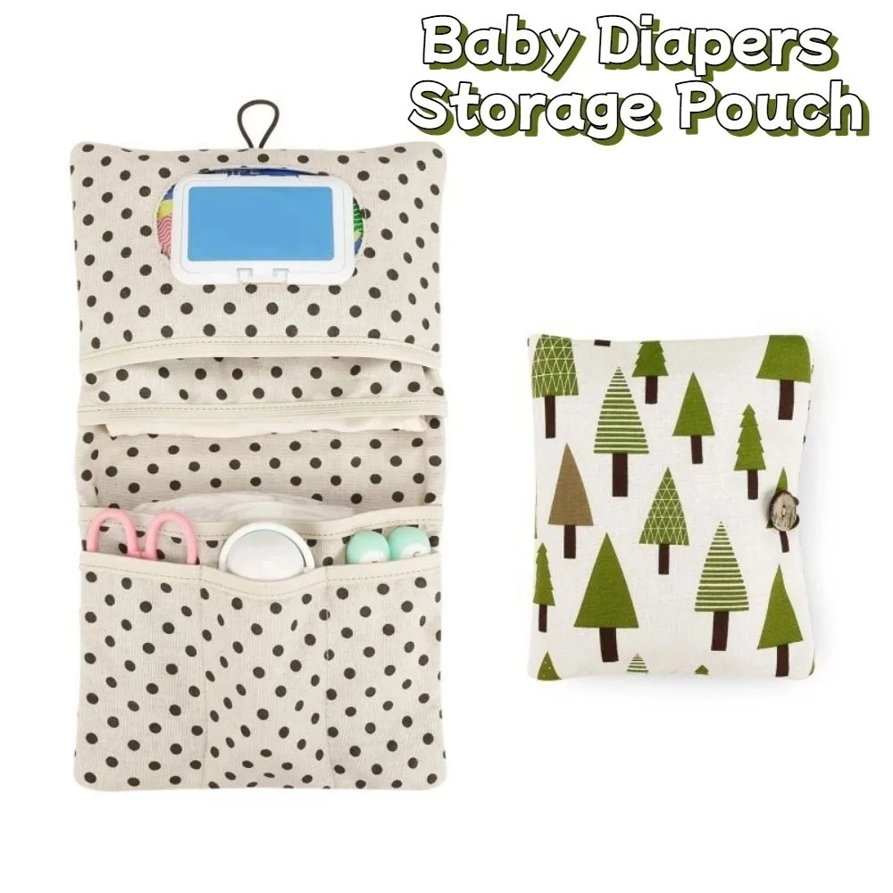 Cartoon Pattern Baby Diapers Storage Pouch Portable Foldable Stroller Storage Bags Multi-Compartment Large Capacity