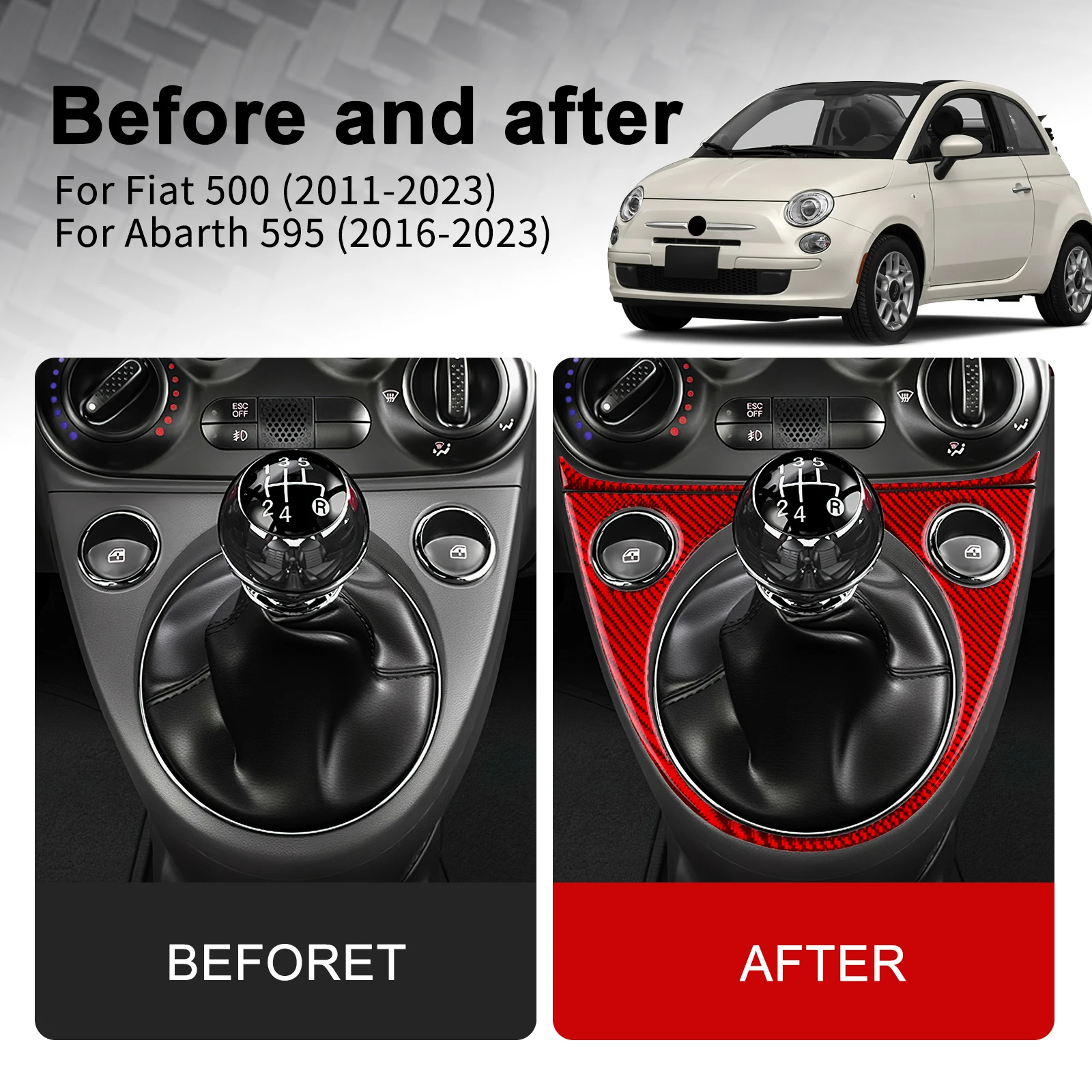 Soft Carbon Fiber For Fiat 500 2011 2012-2023 For Abarth 595
